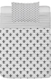 Ambesonne Fleur De Lis Microfiber Bedspread Set, Checkered Dotted Pattern with Monochrome Abstract