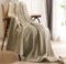 Geniospin Taupe Fleece Throw Blanket, 280GSM Extra Soft Lightweight Blanket with Strip, Plush Fuzzy