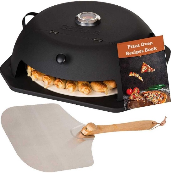 Geras Pizza Oven Outdoor for Grill - Grill Top Pizza Oven Kit For Outside - Pizza Stone, Pizza Peel