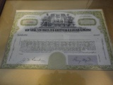 FRAMED RAILROAD STOCK CERTIFICATE NEW YORK, NEW HAVEN AND HARTFORD RAILROAD COMPANY ALL ITEMS ARE