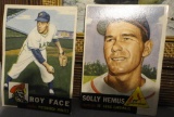 2 TOPPS SIGNED 1950S BASEBALL TRADING CARDS ? ROY FACE, SOLLY HEMUS ALL ITEMS ARE SOLD AS IS, WHERE