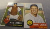 2 TOPPS SIGNED 1950S BASEBALL TRADING CARDS ? DIXIE HOWELL, DON LUND ALL ITEMS ARE SOLD AS IS, WHERE