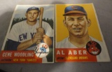 2 TOPPS SIGNED 1950S BASEBALL TRADING CARDS ? GENE WOODLING, AL ABER ALL ITEMS ARE SOLD AS IS, WHERE