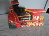 PAINTED CAST IRON TRAIN ALL ITEMS ARE SOLD AS IS, WHERE IS, WITH NO GUARANTEE OR WARRANTY. NO