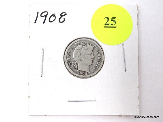 1908 Dime - Barber