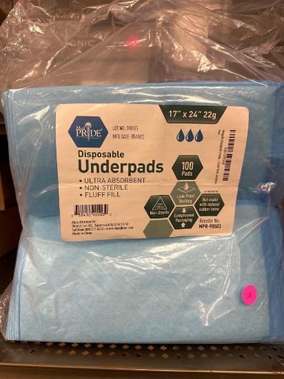 Medpride Disposable Underpads 17'' x 24'' (100-Count) Incontinence Pads,  Bed Covers, Puppy Training | Thick, Super Absorbent Protection for Kids