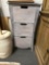 FARMHOUSE STYLED 3 DRAWER STORAGE CABINET/END TABLE; GREY WASHED; MEASURES 18 X 13.75 X 33.5