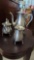 SET OF 3 PREISNER PEWTER 2061 TEA SET TO INCLUDE A TEA POT, SUGAR DISH, AND CREAM DISH.