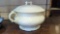 ANTIQUE WHITE BURFORD BRUZ R CO. CHAMBER POT, IN EXCELLENT CONDITION, AND HAS THE LID.