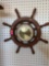 TAYLOR WALL CLOCK SHIPS WHEEL 18 IN DIAMETER