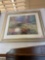 VERY LARGE FRAMED PRINT OF FLOWERS IN FIELD AND WITH BRIDGE