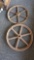 LOT OF 2 EARLY STYLE CAST IRON WHEELS THEY DIFFERENT, BOTH HAVE RUSTING ON THEM, MEASURES