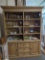 HAVERTY FURNITURE CO FARMHOUSE STYLE BREAKFRONT. 8 TOTAL GLASS SHELVES ON TOP WITH 2 DOORS AND 3