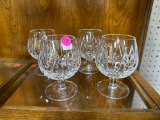 LOT OF 4 WATERFORD CRYSTAL LISMORE BRANDY SNIFTERS; MEASURES 5.25 in TALL