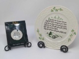 (SC) 2 PC. BELLEEK LOT TO INCLUDE A BELLEEK HAND CRAFTED CHRISTMAS ORNAMENT IN ORIGINAL BOX WITH A