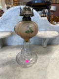 FLORAL HAND PAINTED QUEEN ANNE #2 OIL LAMP