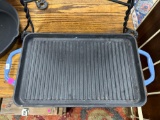 20 INCH BLUE RECTANGULAR GRILL PAN