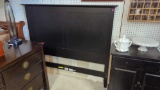 ETHAN ALLEN FULL SIZE BED FRAME IN THE COLOR BLACK, MEASURES APPROXIMATELY 60 IN X 80 IN X 52 IN HAS