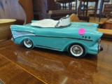 VINTAGE ACCJH TEAL 1957 CHEVY COOKIE JAR. MARKED ON THE BOTTOM. IT MEASURES APPROX. 14