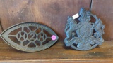 LOT OF 2 CAST IRON ITEMS, HUMPHREY GAS IRON PLATE, 8 7/8