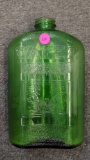 ANTIQUE GREEN GLASS WATER BOTTLE, MISSING THE CAP, 2 QT.