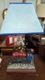 BRIGHT LIGHT PARTNERS KIDS TRAIN TABLE LAMP WITH A TRAIN DESIGN CLOTH SHADE MEASURES APPROXIMATELY 9