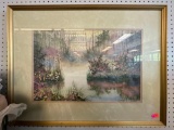 FRAMED PRINT DEPICTING A LAKE IN THE FOREST SOGNED BY DIANE ANDERSON ?90; MEASURES 32 x 24.5 in