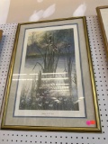 Framed art titled Gathering In The Season; signed my Diane Anderson; measures 30 x 20.5 in