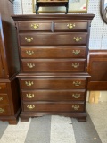 MAHOGANY 8 DRAWER TALL CHEST; MEASURES