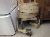 3 PC. LOT TO INCLUDE (2) VINTAGE FIRE HOSE, TESTED FOR UP TO 300 LBS. ALSO INCLUDES A METAL FOOTED