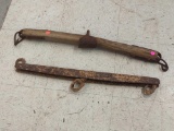 LOT OF 2 HORSE SINGLE TREES. ONE IS WOODEN AND METAL AND ONE IS SOLID METAL. CONDITION IS CONSISTENT