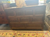 EXTREMELY LARGE WOODEN CHEST; MEASURES 51.5 X 23.75 X 36 (INCHES)