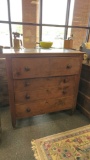 ANTIQUE MAHOGANY 19TH CENTURY FOUR DRAWER SHERATON, IN GOOD CONDITION,DISPLAYS SOME COSMETIC WEAR, 1