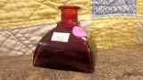RUBY RED GLASS INKWELL, APPROX 2 3/4