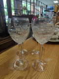 SET OF 4 WATERFORD CRYSTAL GLASSES WHITE WINE GLASSES WITH PINEAPPLE DESIGN ALL MARKED ON BOTTOM -