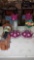 LOT OF 3 BIRD FEEDERS 2 PERKY PET PURPLE WITH PINK FLORAL DESIGNS FOR A HUMMINGBIRD, THE OTHER IS