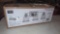 HOME DECORATORS COLLECTION VANITY LIGHT, SILVER METAL AND GLEAR GLASS, IN THE ORIGINAL BOX, RESEALED