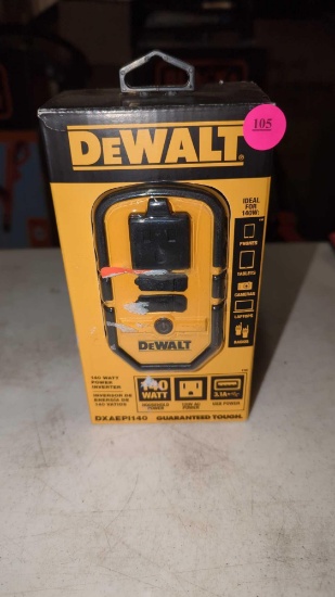 DEWALT POWER INVERTER DXAEPI140 140 WATT, 120V AC POWER, 3.1A USB POWER, NEW STILL IN THE ORIGINAL