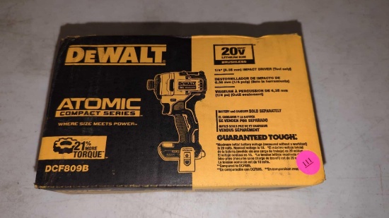 DEWALT COMPACT SERIES 20 VOLT MAX LITHIUM ION BRUSHLESS 1/4 INCH IMPACT DRIVER IN THE ORIGINAL BOX