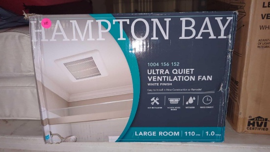 HAMPTON BAY ULTRA QUIET VENT FAN, WHITE FINISH, FOR A LARGE ROOM.