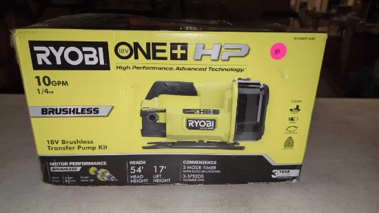 RYOBI ONE + HP 10 GPM 1/4 HP 18 V BRUSHLESS TRANSFER PUMP KIT IN THE ORIGINAL BOX RETAIL PRICE VALUE