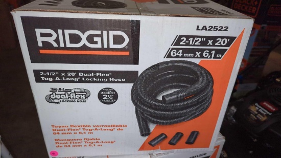 RIDGID 2 1/2 INCH X 20 FOOT DUAL FLEX TUG A LONG LOCKING HOSE NEW IM THE BOX