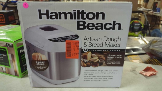 HAMILTON BEACH ARTESIAN DOUGH AND BREAD MAKER WITH 14 SETTINGS, IN THE ORIGINAL BOX AND SEALED