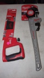 LOT OF TWO MILWAUKEE TOOL ITEMS TO INCLUDE A 12-IN PVC/ ABS SAW PACKAGE, AND A MILWAUKEE 18 INCH