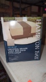 UNIVERSAL DEEP SEAT LOVESEAT PATIO COVER BROWN FABRIC, BY THE HAMPTON BAY, IN THE ORIGINAL BOX, 84