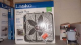 LASKO POWER PLUS BOX FAN, STEEL BODY, 8N THE ORIGINAL BOX NEW.