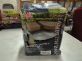 UNIVERSAL DEEP SEAT LOVESEAT PATIO COVER BROWN FABRIC, BY THE HAMPTON BAY, IN THE ORIGINAL BOX,