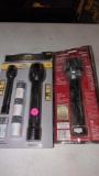 LOY OF 2 DIFFERENT STYLE HANDHELD FLASHLIGHTS ONE IS A HUSKY 1000 LUMEN LED ALUMINUM FLASHLIGHT AND