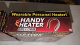 LOT OF 2 450 WATT SILVER AND BLACK ELECTRIC USB RECHARGEABLE PERSONAL WEARABLE NECKBAND HEATERS NEW