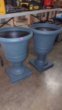 PAIR OF 16 INCH NORWICH URN PLANTERS, GREY GHOST IN COLOR, RETAIL PRICE VALUE PER ONE IS $44.00